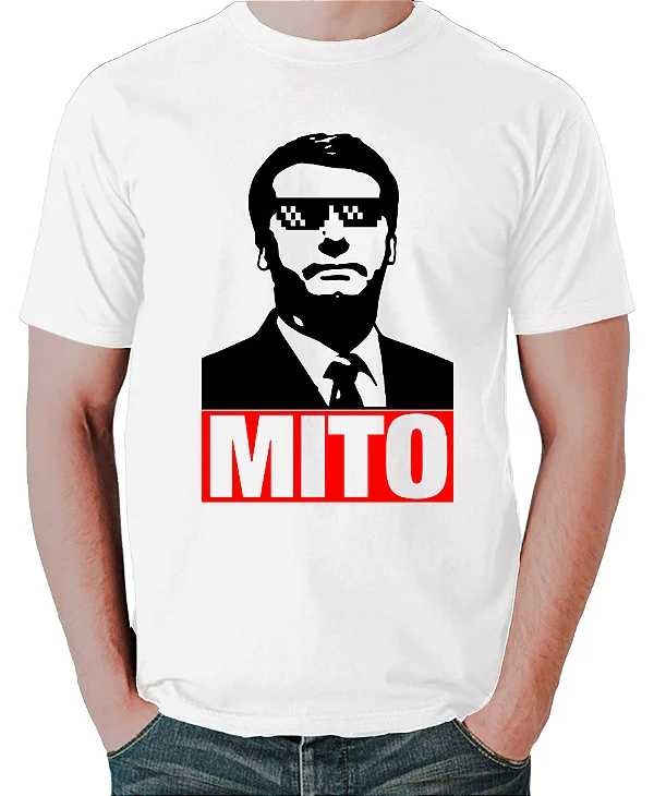 Foto ilustrativa do produto Camiseta Branco Bolsonaro Mito