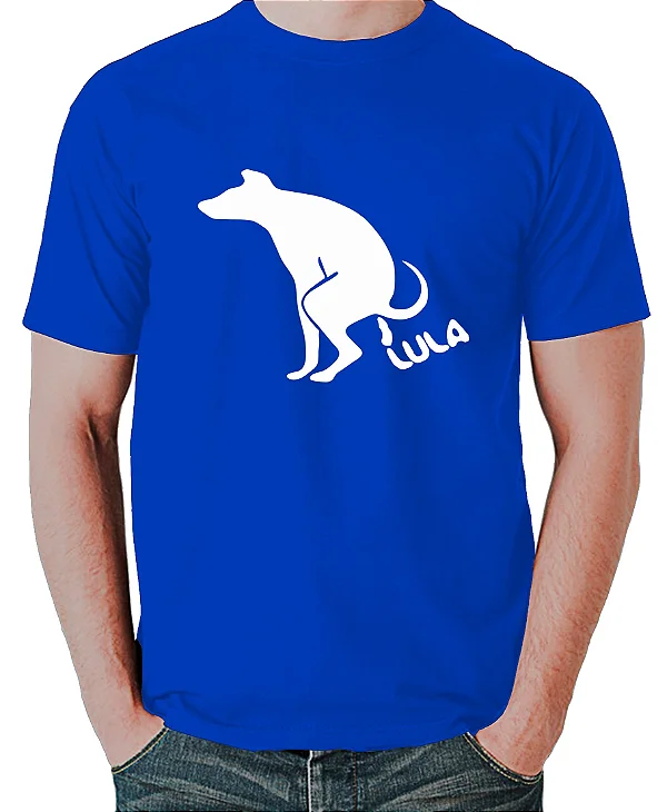 Foto ilustrativa do produto Camiseta Azul Doguinho Defecando Lula