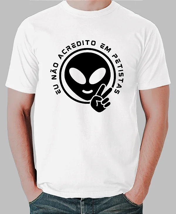 Foto ilustrativa do produto Camiseta Branco Eu Nao Acredito Em Petistas