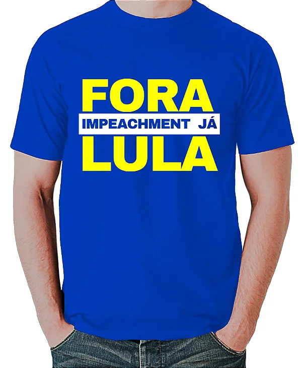 Foto ilustrativa do produto Camiseta Azul Fora Lula Impeachment Ja