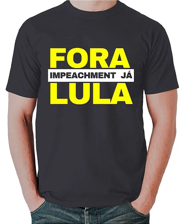 Foto ilustrativa do produto Camiseta Preto Fora Lula Impeachment Ja