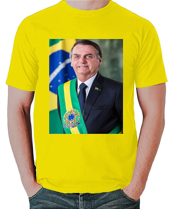 Foto ilustrativa do produto Camiseta Amarelo Foto Oficial Presidente Bolsonaro