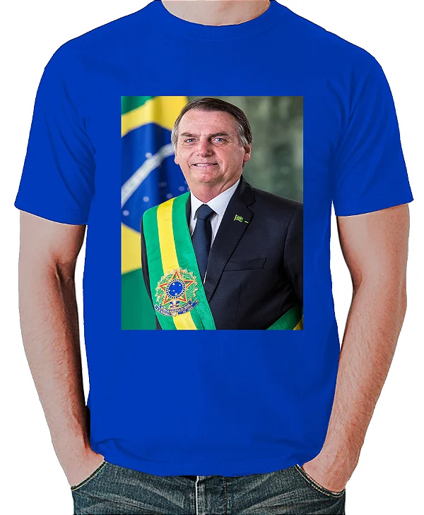 Foto ilustrativa do produto Camiseta Azul Foto Oficial Presidente Bolsonaro