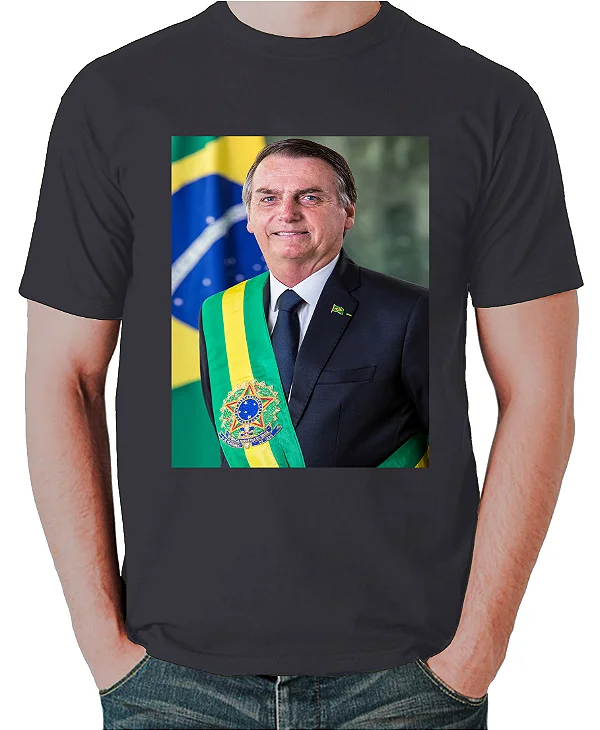 Foto ilustrativa do produto Camiseta Preto Foto Oficial Presidente Bolsonaro