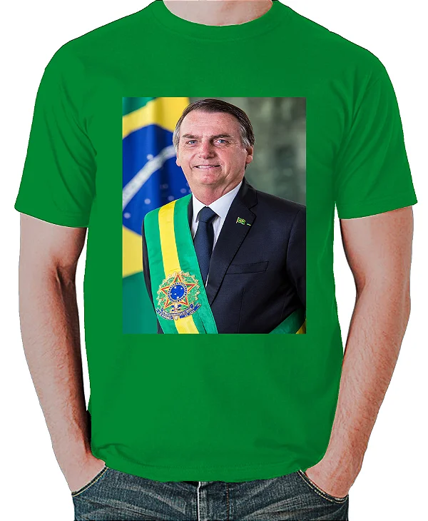 Foto ilustrativa do produto Camiseta Verde Foto Oficial Presidente Bolsonaro