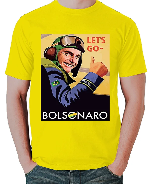 Foto ilustrativa do produto Camiseta Amarelo Lets Go Bolsonaro