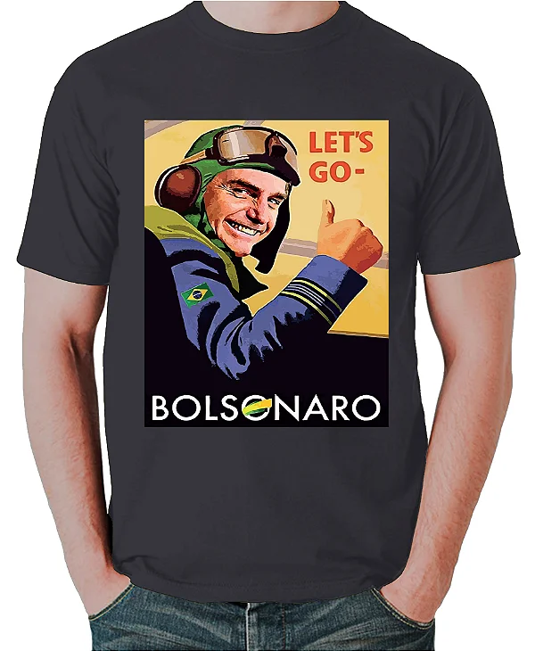 Foto ilustrativa do produto Camiseta Preto Lets Go Bolsonaro