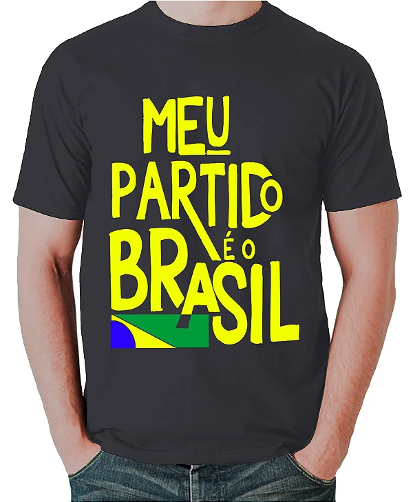 Foto ilustrativa do produto Camiseta Preto Meu Partido E O Brasil