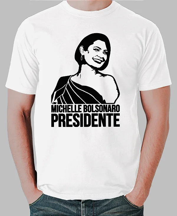 Foto ilustrativa do produto Camiseta Branco Michelle Bolsonaro Presidente