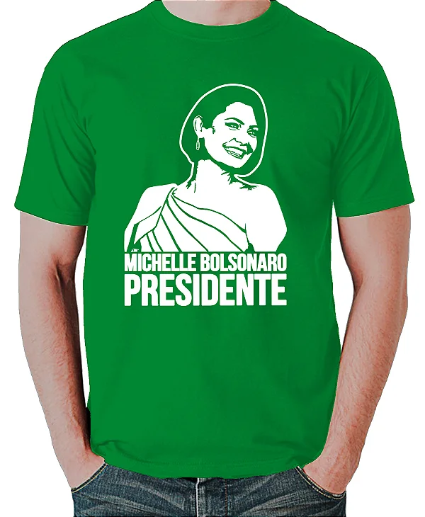 Foto ilustrativa do produto Camiseta Verde Michelle Bolsonaro Presidente