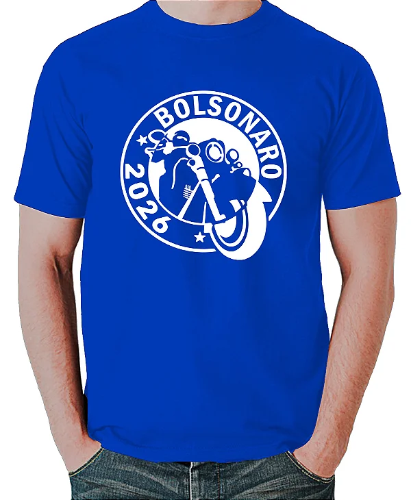 Foto ilustrativa do produto Camiseta Azul Motociclista Bolsonaro 2026
