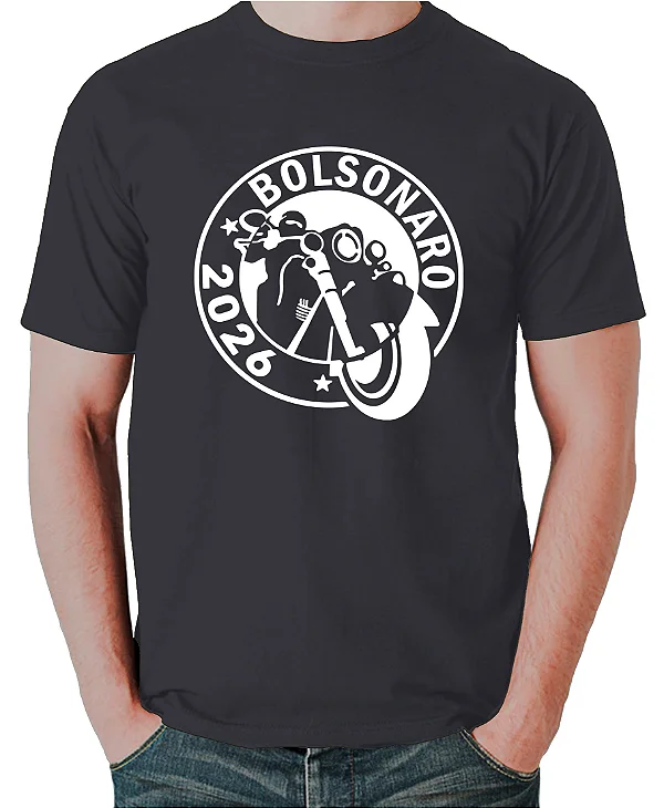 Foto ilustrativa do produto Camiseta Preto Motociclista Bolsonaro 2026
