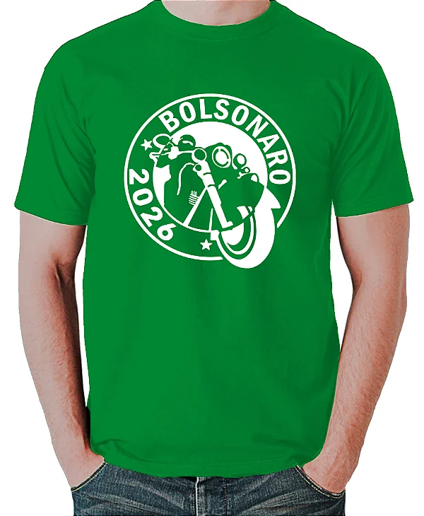 Foto ilustrativa do produto Camiseta Verde Motociclista Bolsonaro 2026