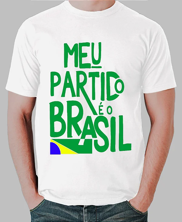 Foto ilustrativa do produto Camiseta Branco O Meu Partido E O Brasil
