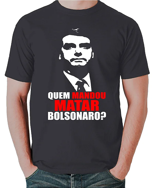 Foto ilustrativa do produto Camiseta Preto Quem Mandou Matar Bolsonaro